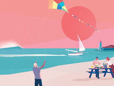 Family time alzheimer artwork beach chill digital illustration digitalart evening family france holidays illustration illustrator old pop art summer time