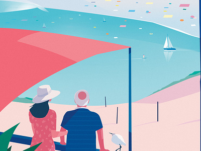 Respite for you alzheimer artwork beach digital illustration france holidays illustration illustrator old pop art sea