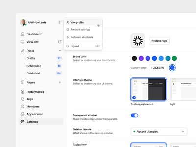 Appearance settings — Untitled UI dashboard menu minimal nav preferences product design settings sidenav theme ui ui design user interface user interface design ux ux design