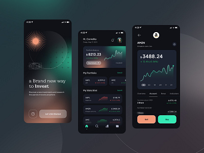 Crypto iOS App app charts clean crypto dark design fireart gradients modern ui ux