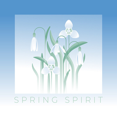 Greeting card art decorate design flower gentle gradient greeting illustration nature season simple snowdrop soft spring vector