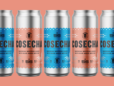 Viva la Cosecha agave beer blue branding brewing can cerveza illustration label lager mexican mexico minneapolis minnesota packaging papel picado typography vector