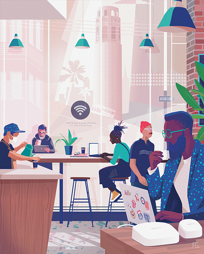 "San Fransisco" artwork bar city coffee design digital illustration digitalart eero illustration illustrator pop art sanfransisco shop wifi work