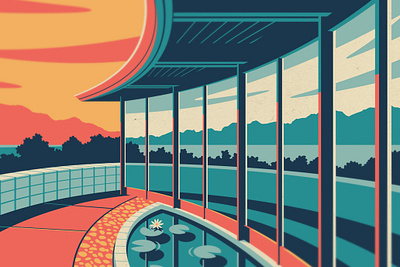 Coming Soon... The Pearce House architecture dan kuhlken design dkng dkng studios frank lloyd wright geometric house illustration nathan goldman pearce house poster vector