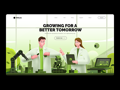 Landingpage crypto data futuristic illustration lab landingpage mechanical arm tech web3