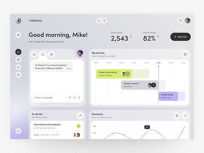 Intellecta Dashboard design interface product service startup ui ux web website