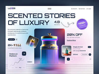 Luxus: Unveiling the Allure of Luxury Perfumes clean product design creative design design community design inspiration dribbble showcase e commerce header shot luxury design luxury perfume luxury typeface minimal fonts perfume art perfumes product selling typography ui ui design ux design visual storyteller web design