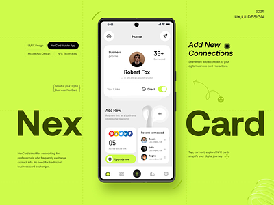 NexCard Mobile App | Orbix Studio add connection animation business card card connect digital business card graphic design ios minimal mobile app mobile app design motion motion graphics nfc card orbix studio product design smartcard social link social media ui