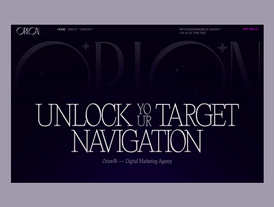 Orion Marketing Agency agency animation black che dark editorial fairy jpening loader marketing space stars typo typography ui ux valery che